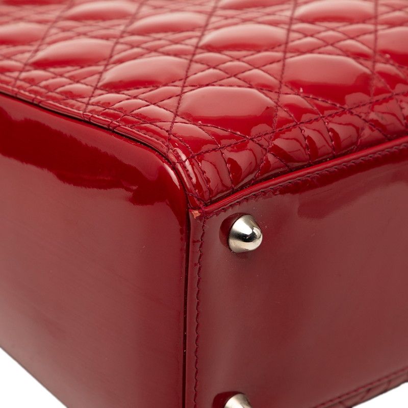 Dior Cannage Lady Dior 2-Way Shoulder Bag Red Enamel — view 4