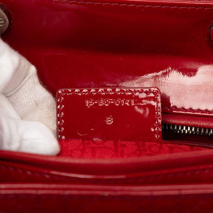 Dior Cannage Lady Dior 2-Way Shoulder Bag Red Enamel — view 7