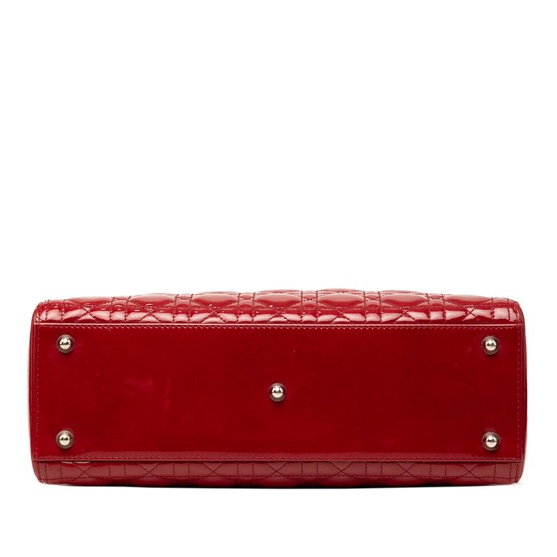 Dior Cannage Lady Dior 2-Way Shoulder Bag Red Enamel — view 3