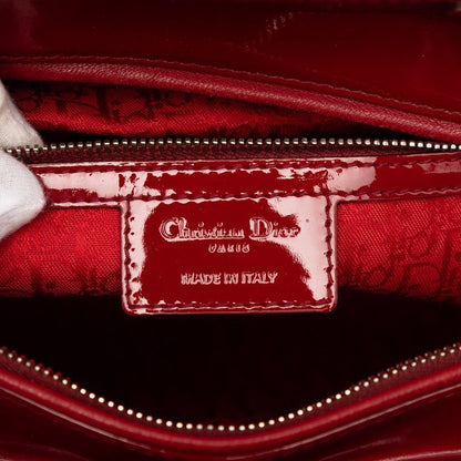 Dior Cannage Lady Dior 2-Way Shoulder Bag Red Enamel — view 6