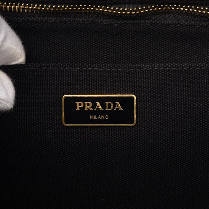 Prada Canapa Large Tote Shoulder Bag 2-Way Black Canvas — view 5