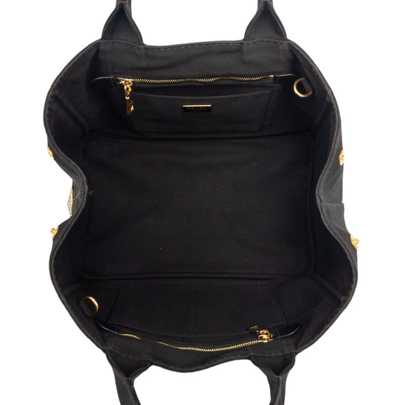 Prada Canapa Large Tote Shoulder Bag 2-Way Black Canvas — view 4