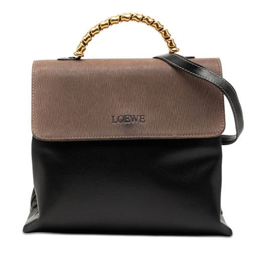 Loewe Velazquez 2-Way Shoulder Bag Black Brown Leather