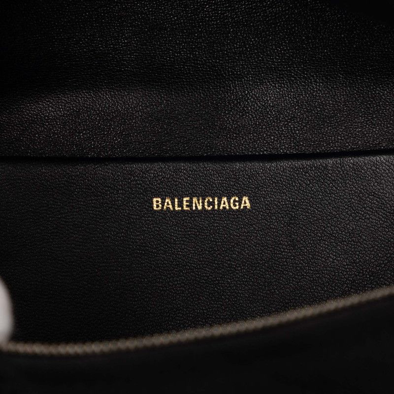 Balenciaga Veneer XS Belt Bag Chain Charm Black Canvas Leather — view 7