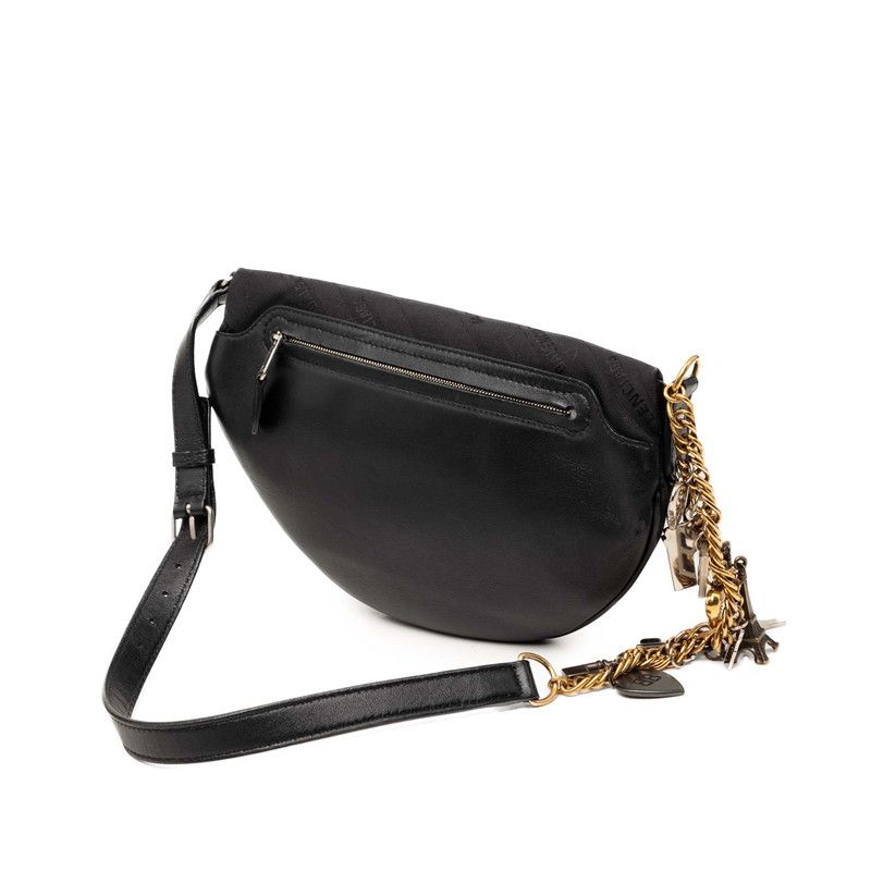 Balenciaga Veneer XS Belt Bag Chain Charm Black Canvas Leather — view 2