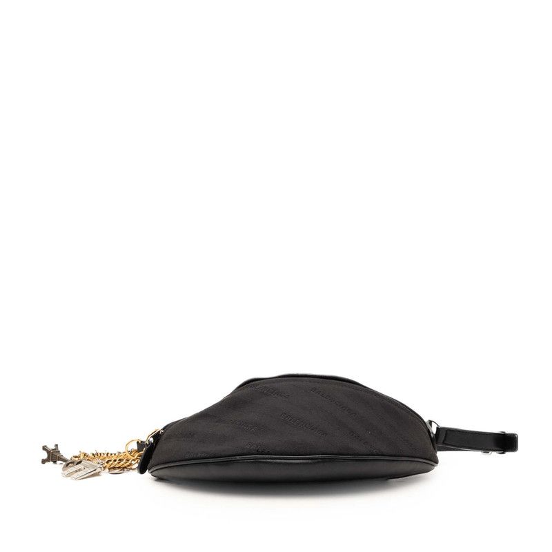 Balenciaga Veneer XS Belt Bag Chain Charm Black Canvas Leather — view 3