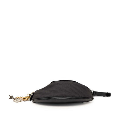 Balenciaga Veneer XS Belt Bag Chain Charm Black Canvas Leather — view 3