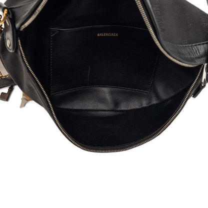 Balenciaga Veneer XS Belt Bag Chain Charm Black Canvas Leather — view 5