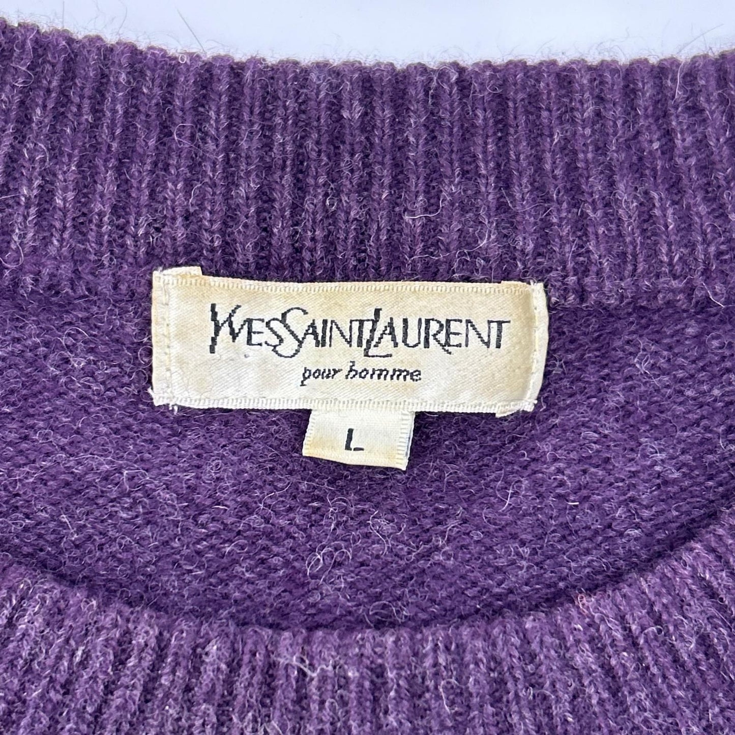 Saint Laurent Yves Purple Logo YSL Embroidery Knit Sweater — view 3