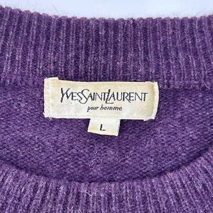 Saint Laurent Yves Purple Logo YSL Embroidery Knit Sweater — view 3