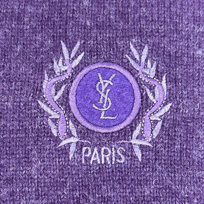 Saint Laurent Yves Purple Logo YSL Embroidery Knit Sweater — view 6