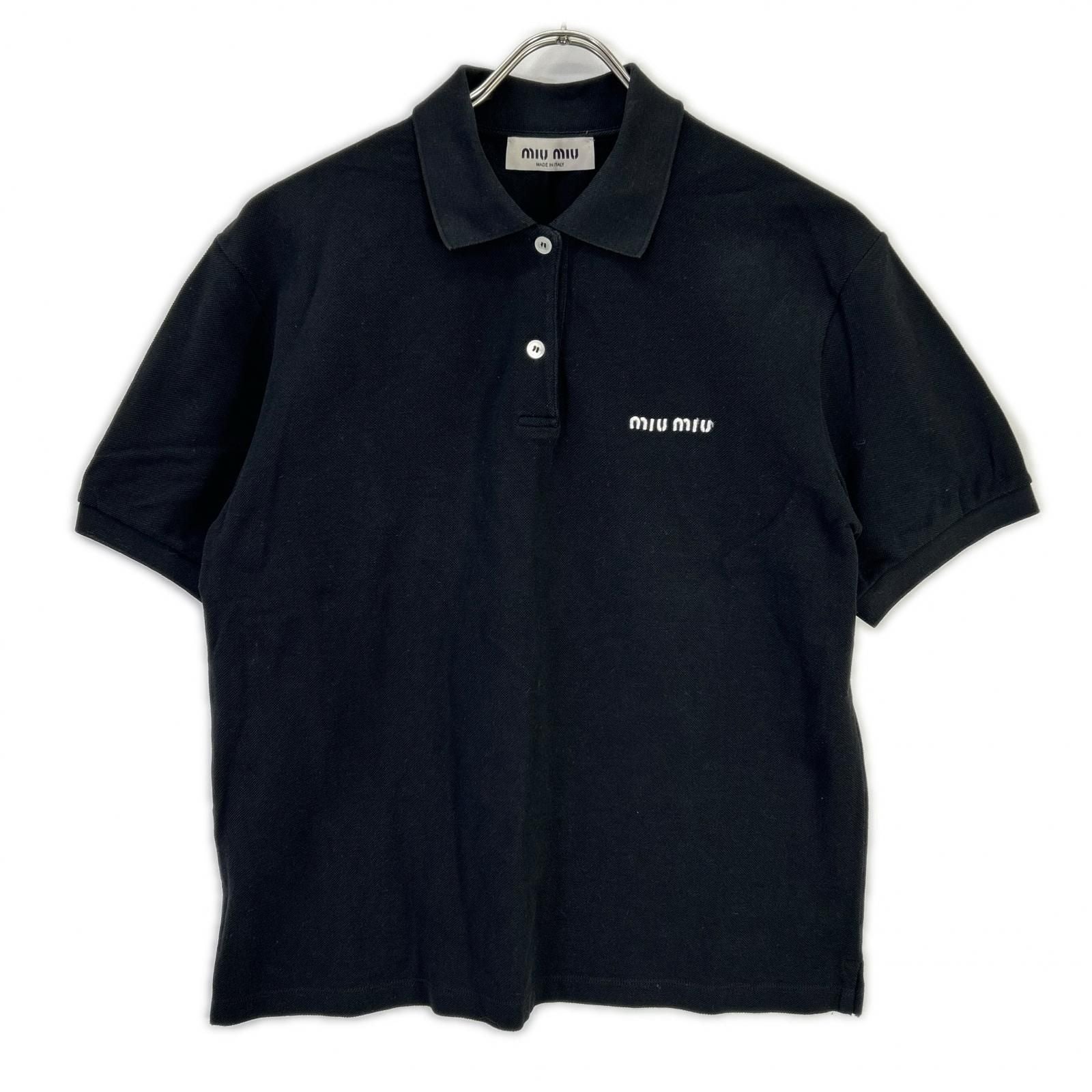 Miu Miu Black Cotton Pique Polo