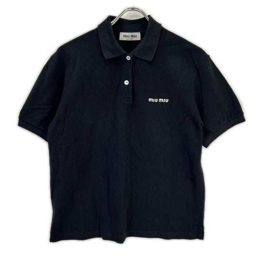 Miu Miu Black Cotton Pique Polo