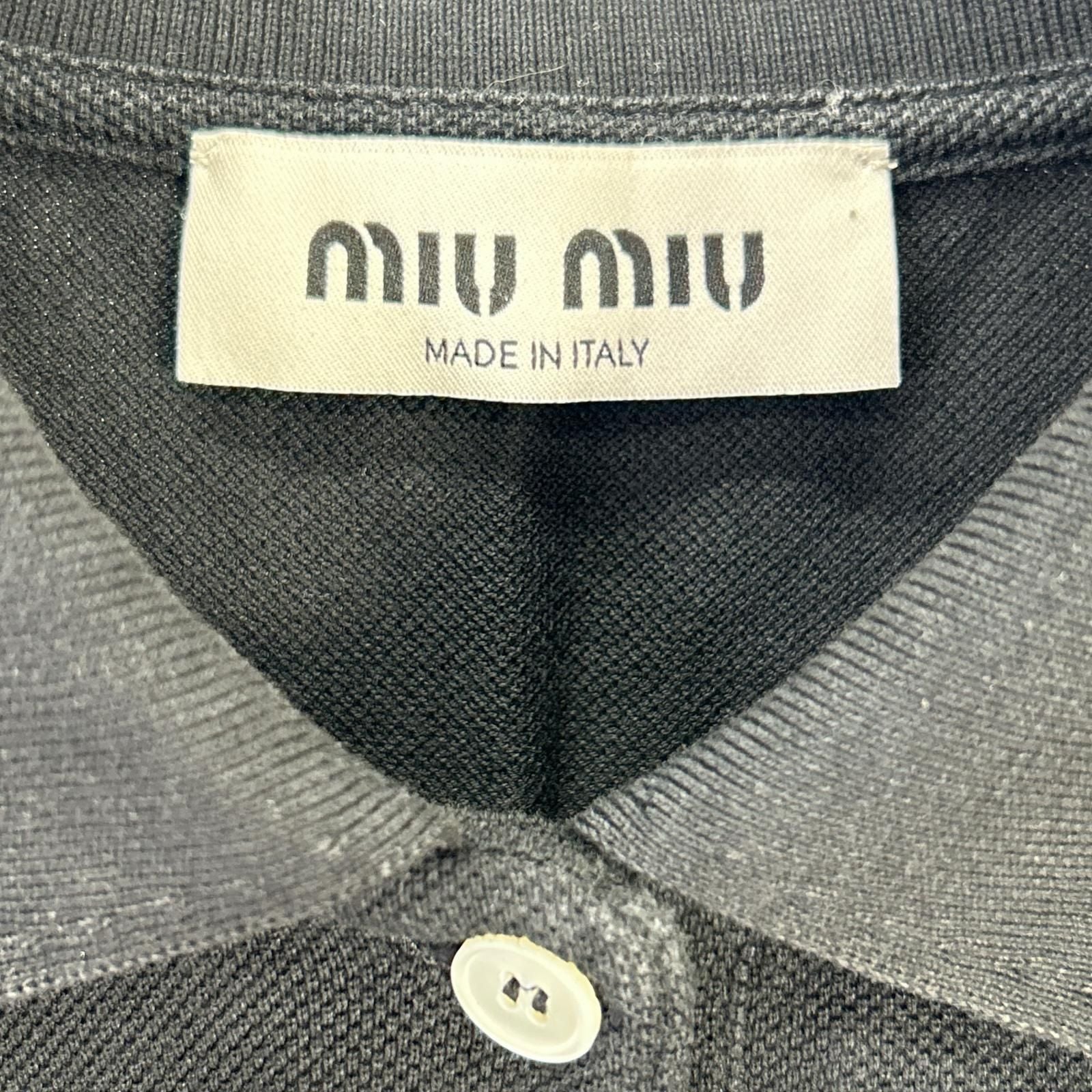 Miu Miu Black Cotton Pique Polo — view 3