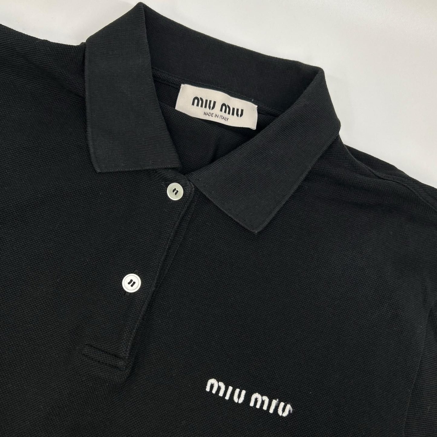 Miu Miu Black Cotton Pique Polo — view 9