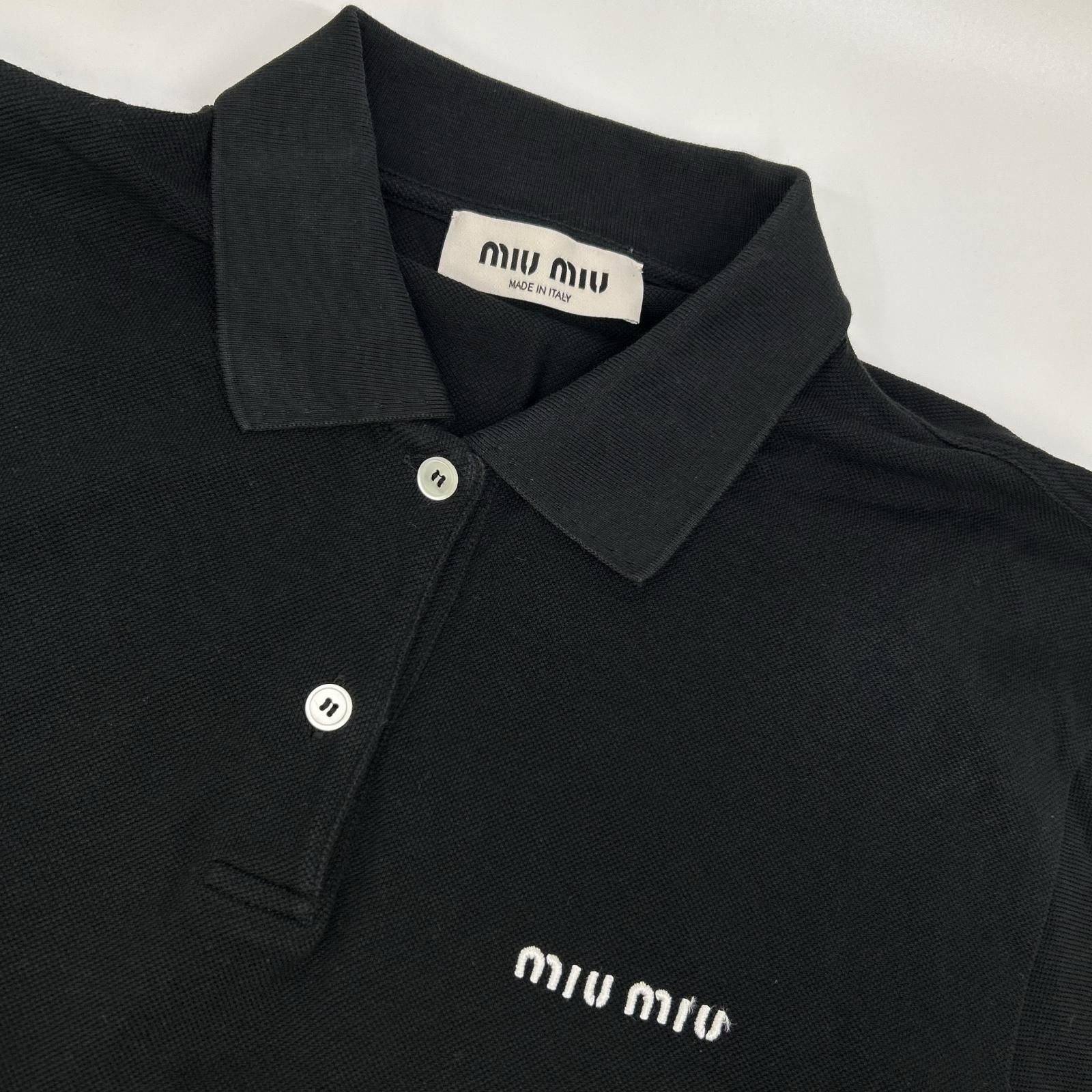Miu Miu Black Cotton Pique Polo — view 9
