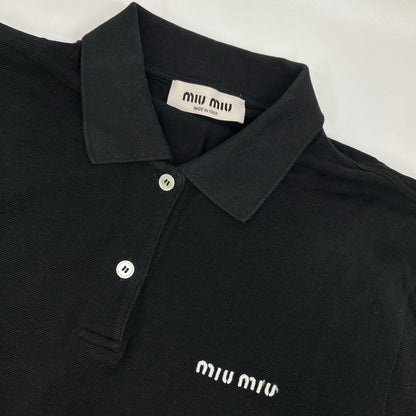 Miu Miu Black Cotton Pique Polo — view 9