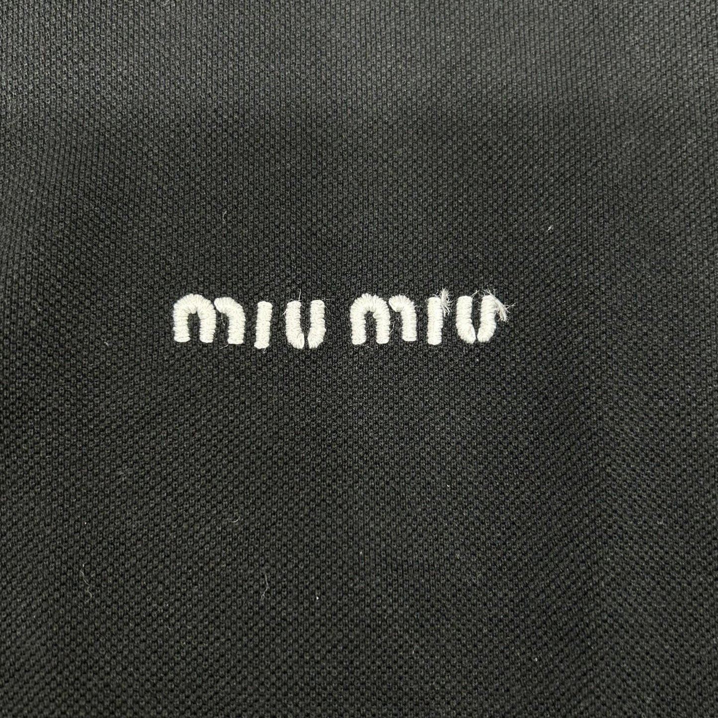 Miu Miu Black Cotton Pique Polo — view 8