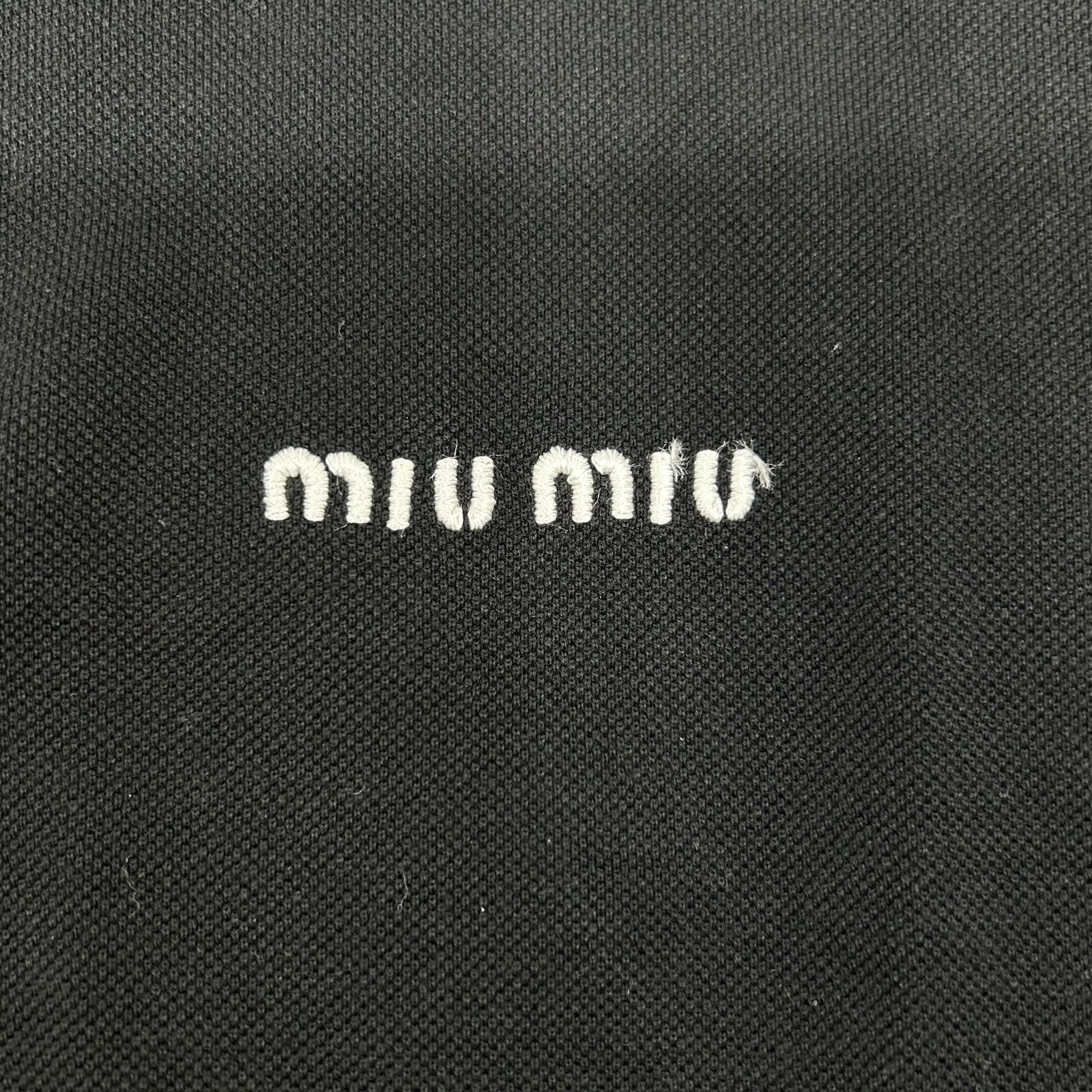 Miu Miu Black Cotton Pique Polo — view 8