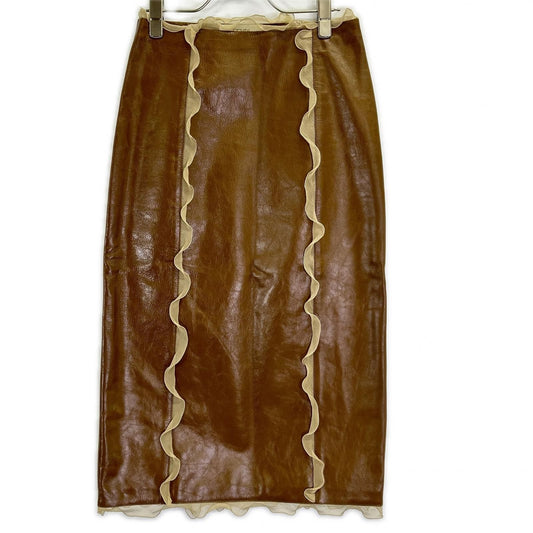Fendi Brown Leather Skirt 38