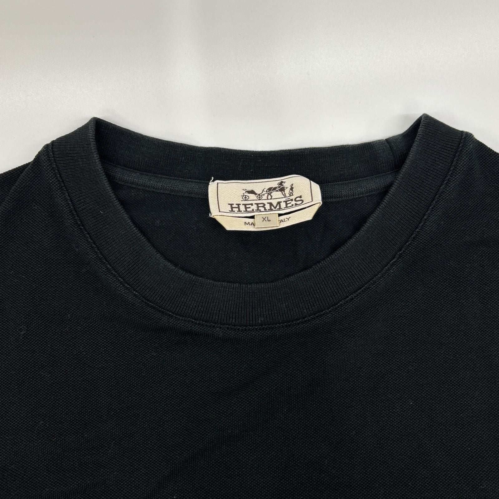Hermes Black Cotton Embroidery Short Sleeve T-Shirt XL — view 6