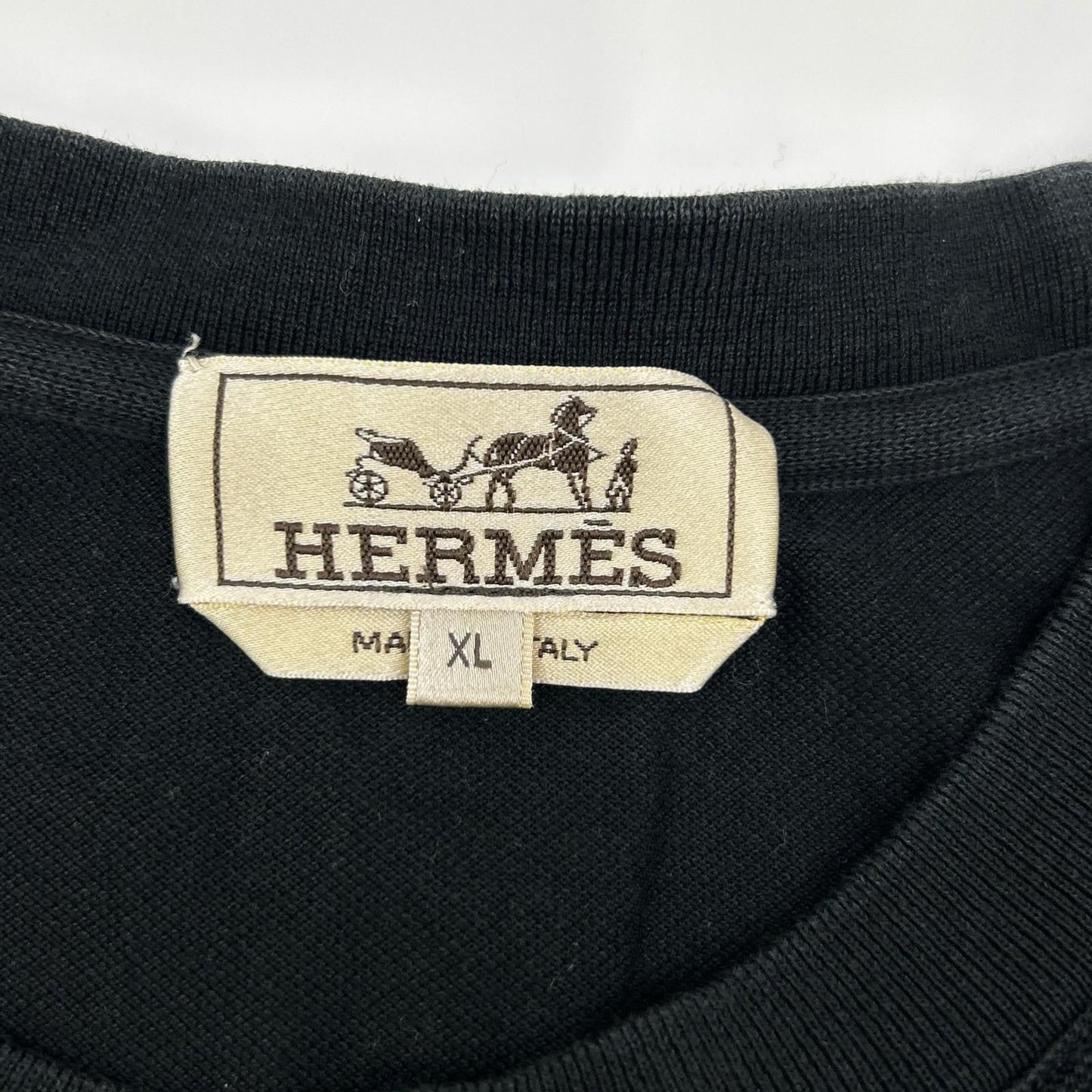 Hermes Black Cotton Embroidery Short Sleeve T-Shirt XL — view 3