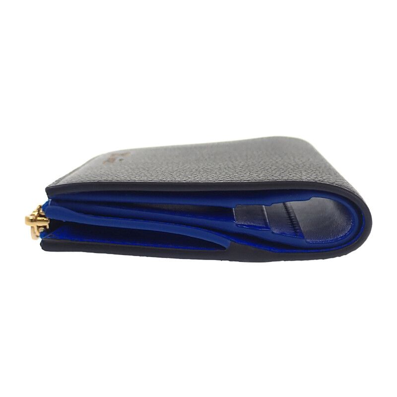 Celine Compact Wallet Bifold Calf Black Blue Gold — view 4