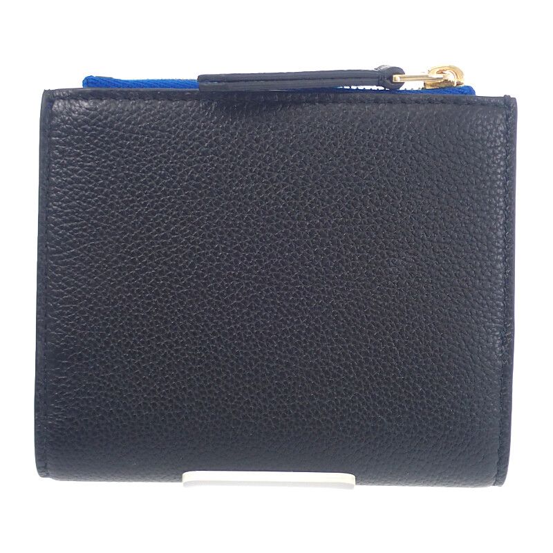 Celine Compact Wallet Bifold Calf Black Blue Gold — view 2