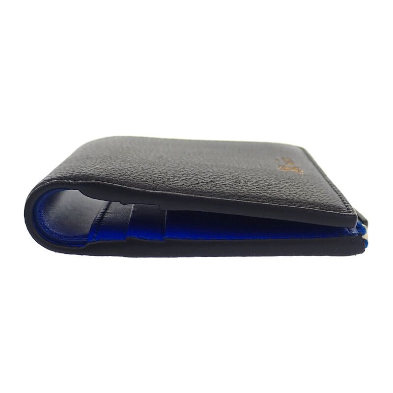 Celine Compact Wallet Bifold Calf Black Blue Gold — view 3