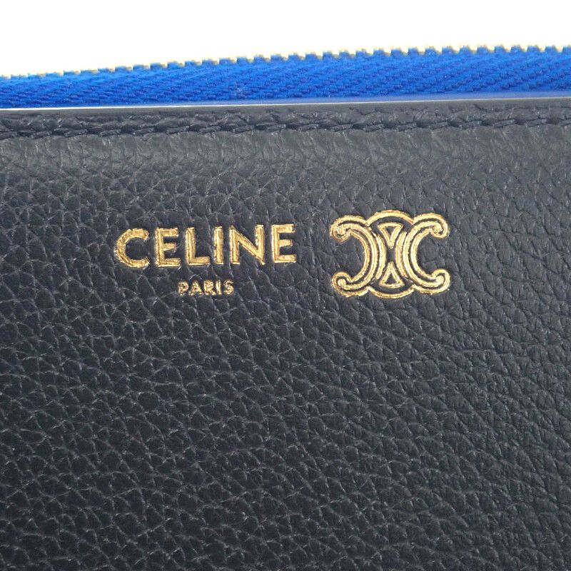 Celine Compact Wallet Bifold Calf Black Blue Gold — view 6