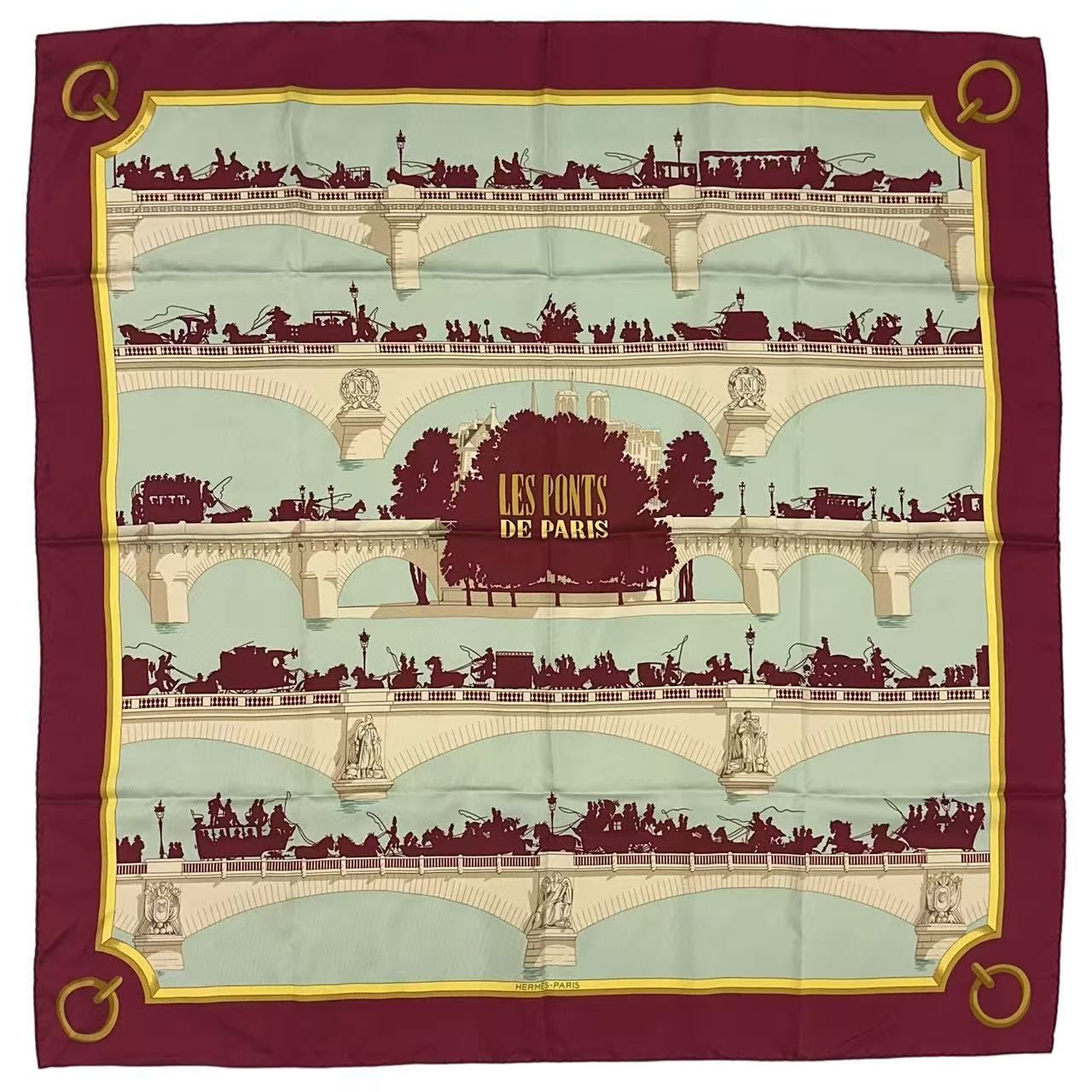 Hermes Carre 90 Scarf Silk les Ponts de Paris Bridges of