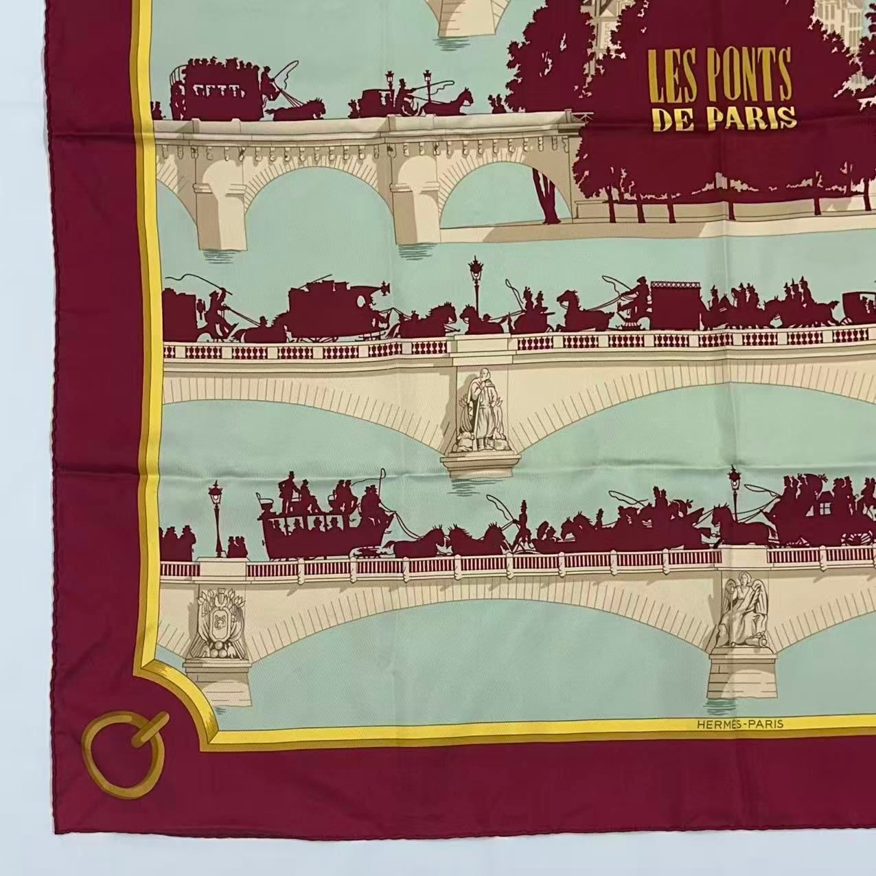 Hermes Carre 90 Scarf Silk les Ponts de Paris Bridges of — view 4