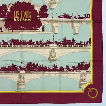 Hermes Carre 90 Scarf Silk les Ponts de Paris Bridges of — view 3