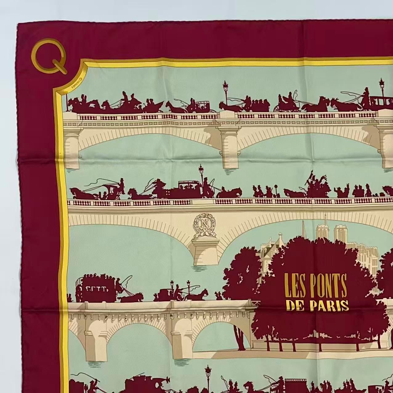 Hermes Carre 90 Scarf Silk les Ponts de Paris Bridges of — view 5