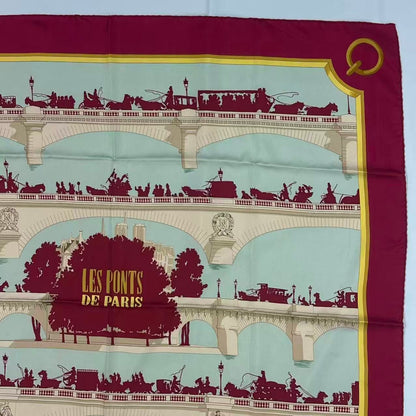 Hermes Carre 90 Scarf Silk les Ponts de Paris Bridges of — view 2