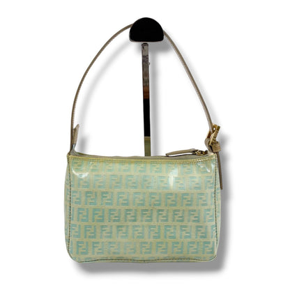 Fendi Zucchino Canvas Pouch Mini Handbag Light Blue Green — view 2