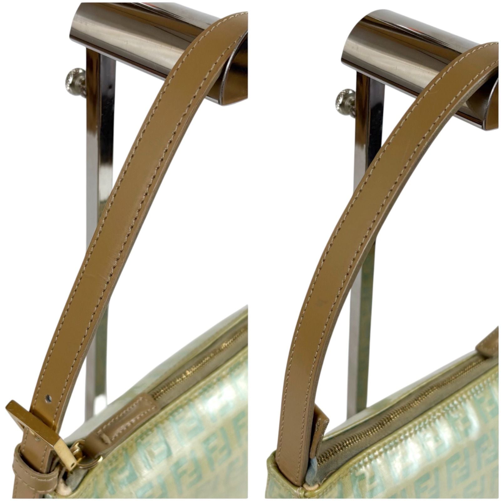 Fendi Zucchino Canvas Pouch Mini Handbag Light Blue Green — view 6