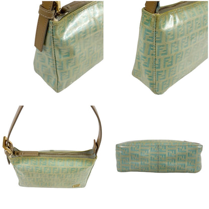 Fendi Zucchino Canvas Pouch Mini Handbag Light Blue Green — view 3