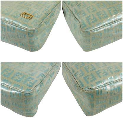 Fendi Zucchino Canvas Pouch Mini Handbag Light Blue Green — view 5