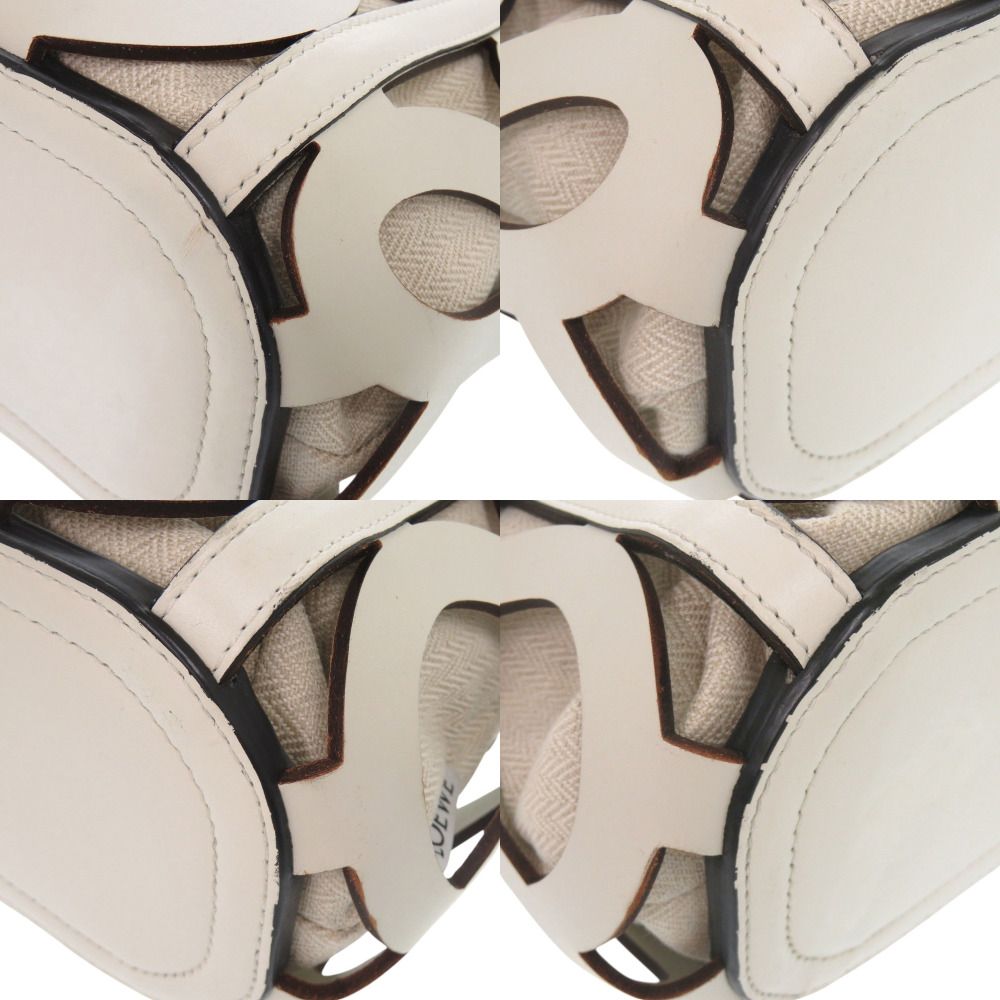 Loewe Anagram Cutout Tote Leather Canvas White — view 4