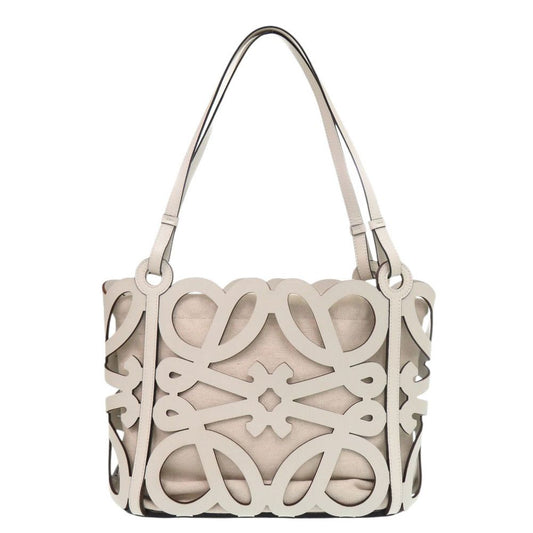 Loewe Anagram Cutout Tote Leather Canvas White
