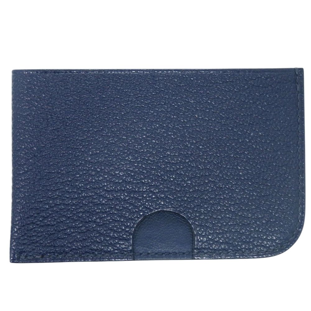 Hermes Poisson Card Case Chevre Misol Navy Light Blue Green — view 3