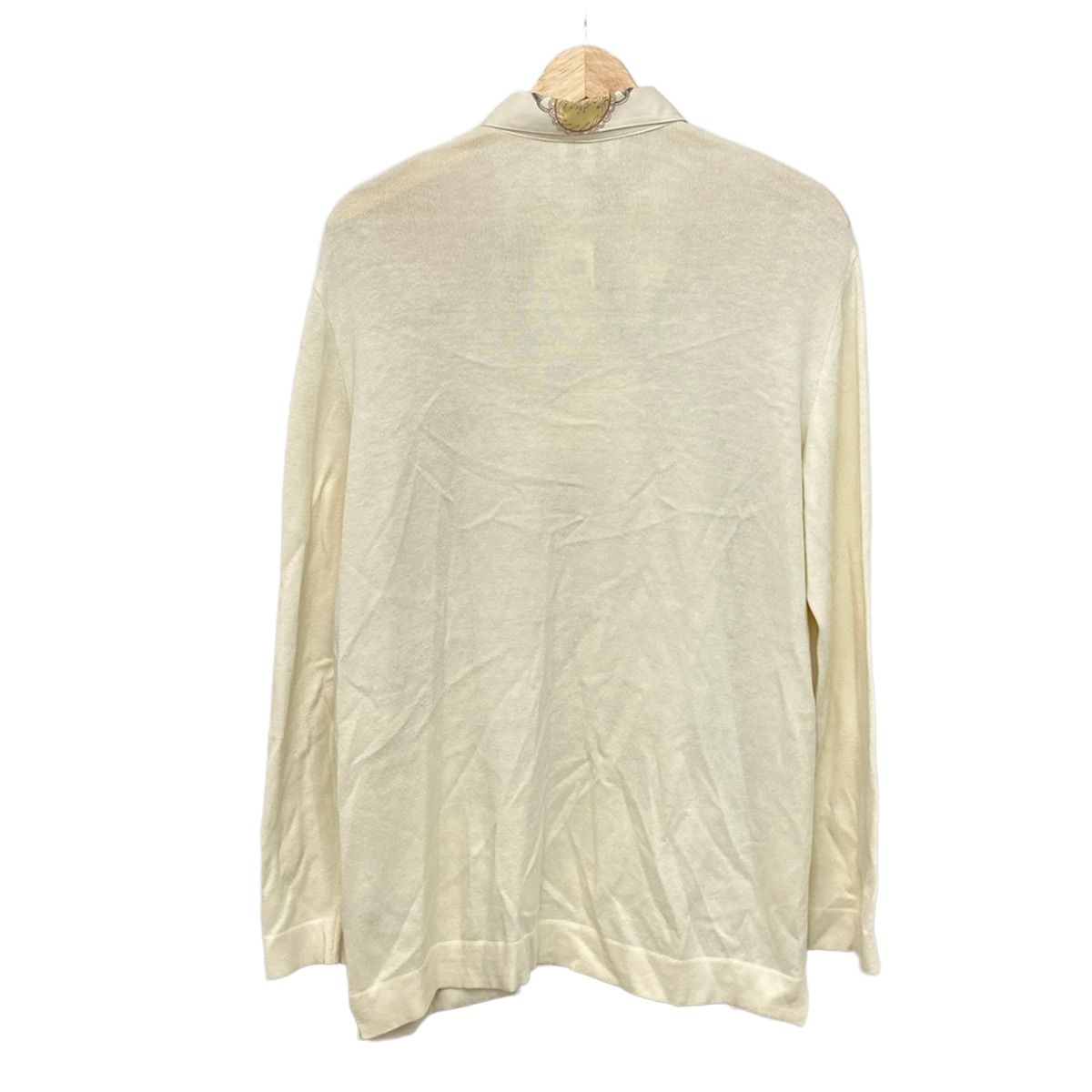Hermes Long Sleeve Sweater L Ivory Gray Multi Regular Color Front Silk Cashmere — view 2