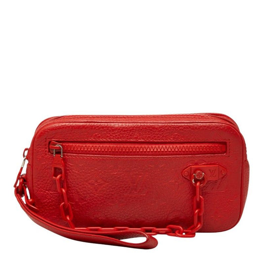 Louis Vuitton Taurillon Monogram Pochette Volga Clutch Red Leather