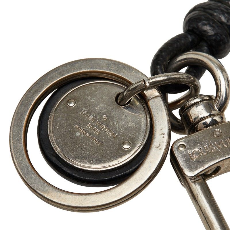 Louis Vuitton Damier Graphite Leather Rope Key Holder Charm Silver Black Metal — view 4