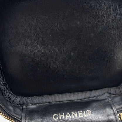 Chanel CC Logo Vanity Cosmetic Makeup Case Pouch Caviar Leather Black — view 6