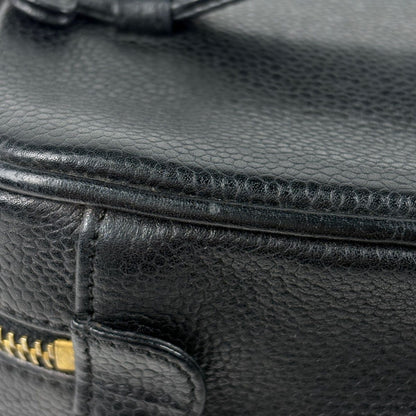 Chanel CC Logo Vanity Cosmetic Makeup Case Pouch Caviar Leather Black — view 4
