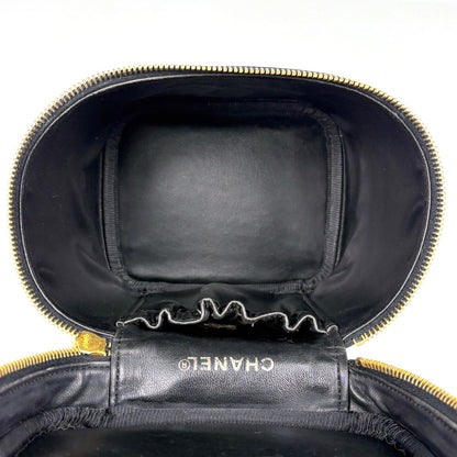 Chanel CC Logo Vanity Cosmetic Makeup Case Pouch Caviar Leather Black — view 8