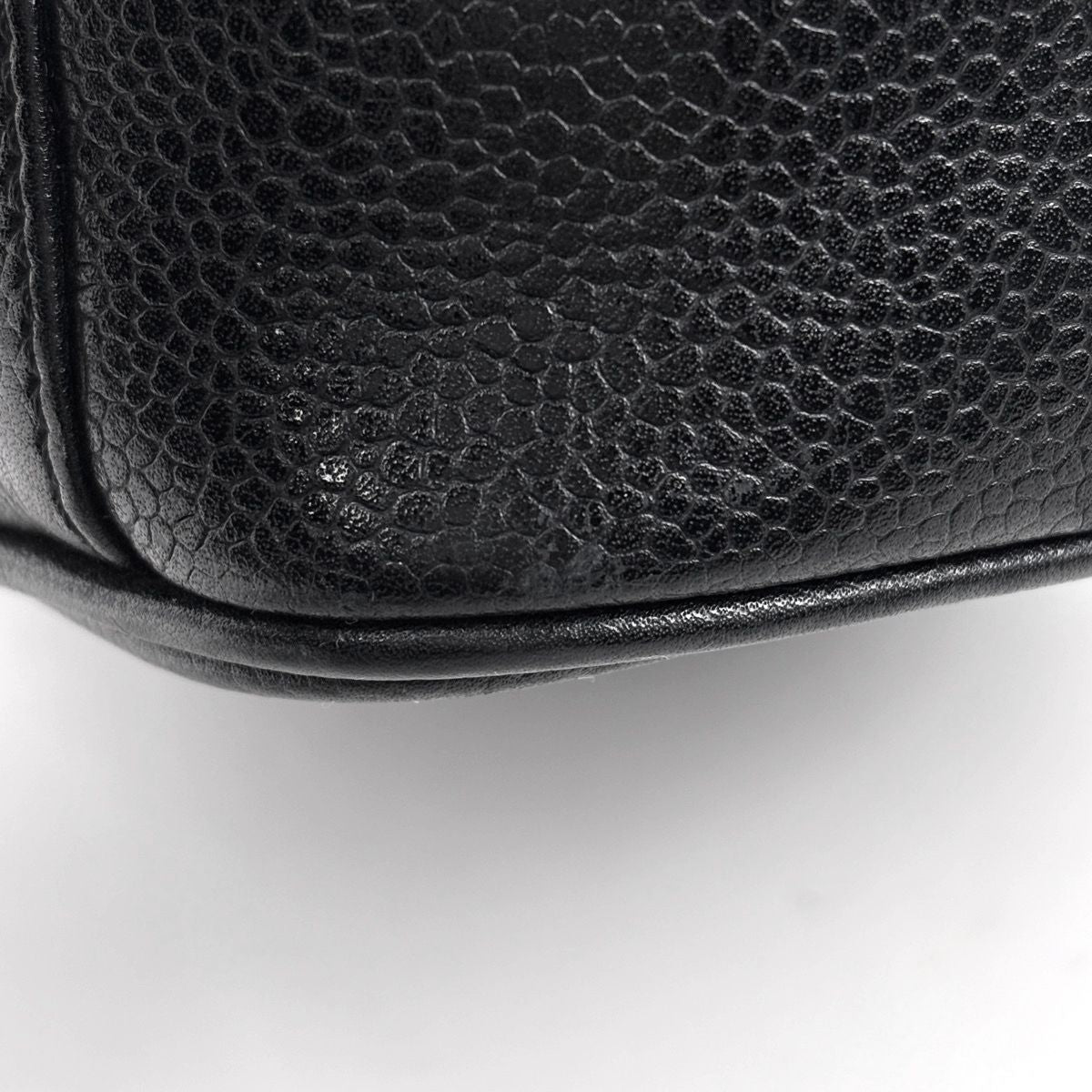 Chanel CC Logo Vanity Cosmetic Makeup Case Pouch Caviar Leather Black — view 3