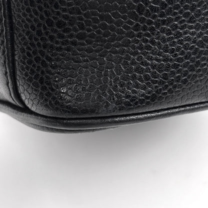 Chanel CC Logo Vanity Cosmetic Makeup Case Pouch Caviar Leather Black — view 3